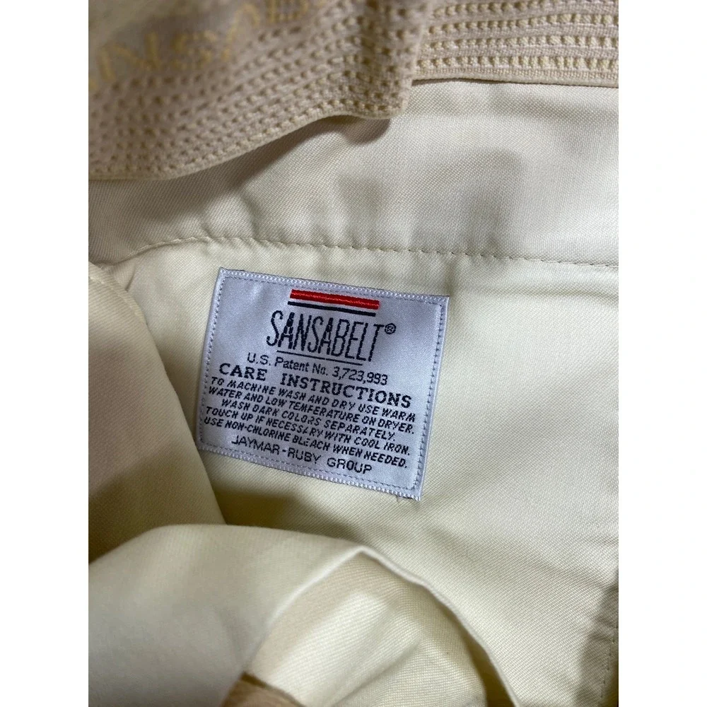 VTG Sansabelt Khaki Corduroy Flat Front Pant Mens 38x32 Pleated Cuffed Trousers